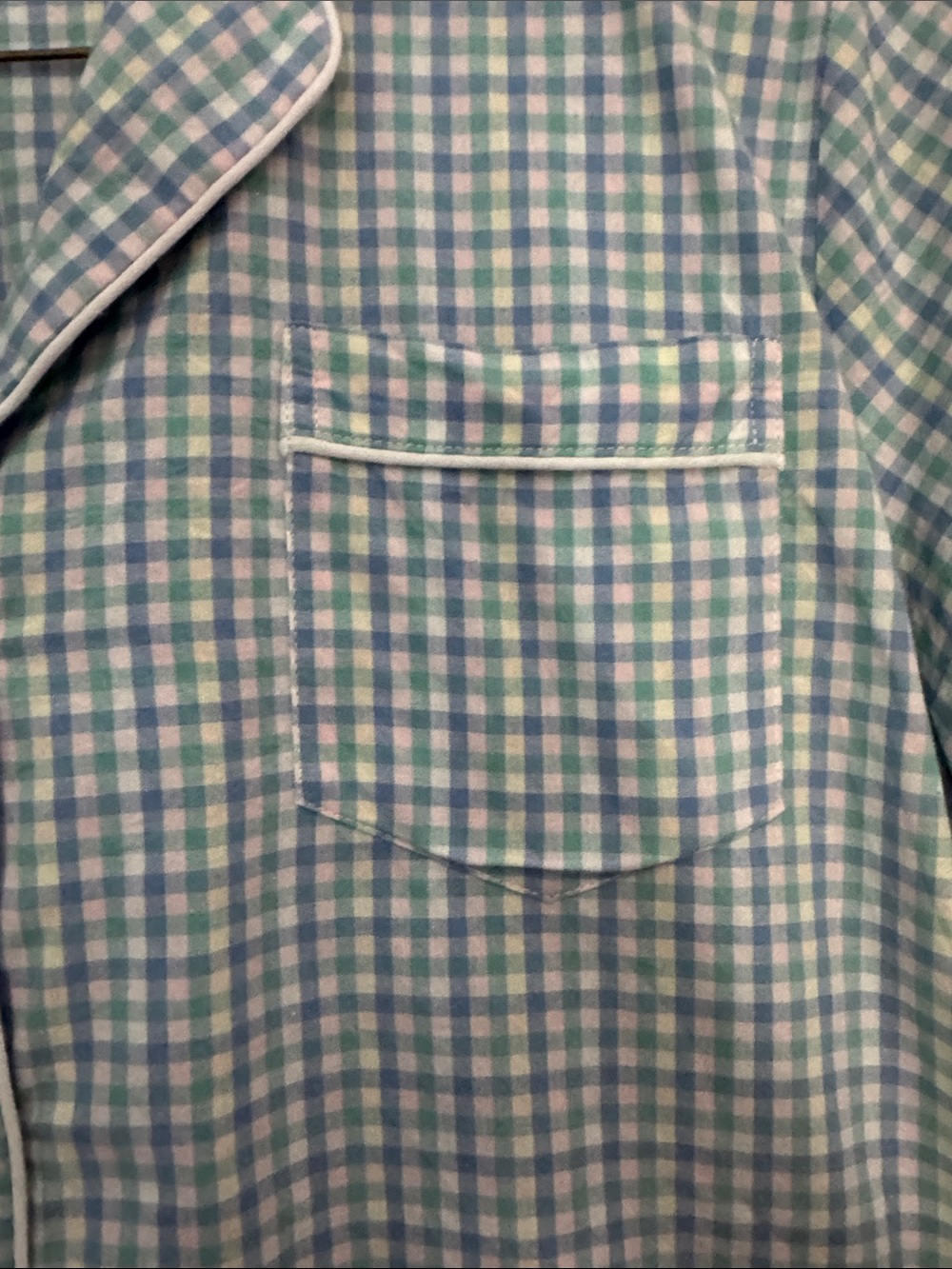 Petite Plume Woman’s Short Sleeve Blue Gingham Shirt Set - Picture 3 of 8